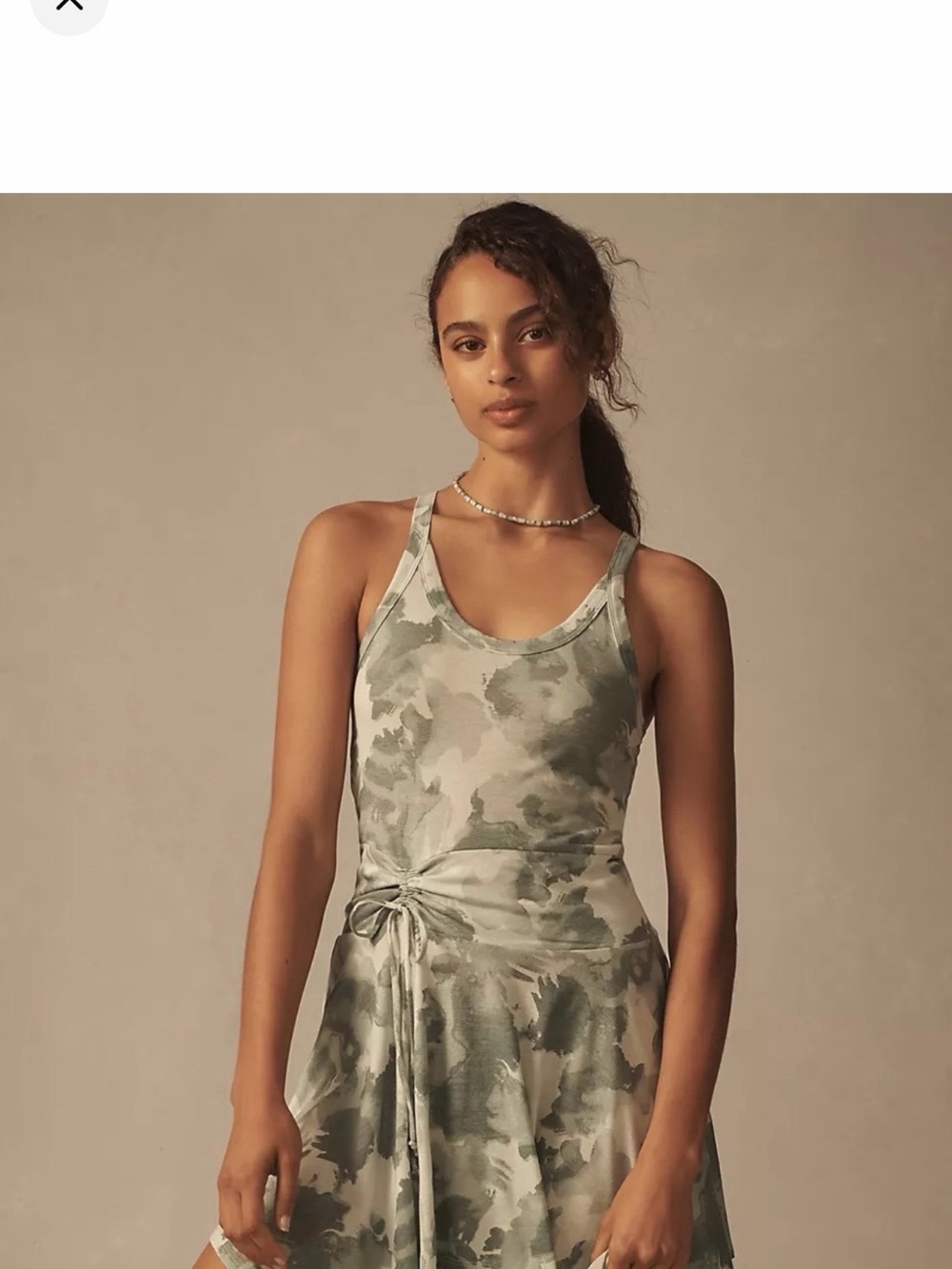 Anthropologie Olive Camo Tank Slip Dress with Side Tie